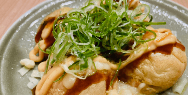 BRUNOホットプレートで作ったたこ焼き（めんたいマヨねぎ）