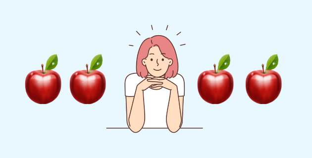 りんごを想像する女性