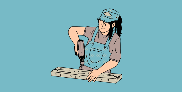 DIYする女性のイラスト