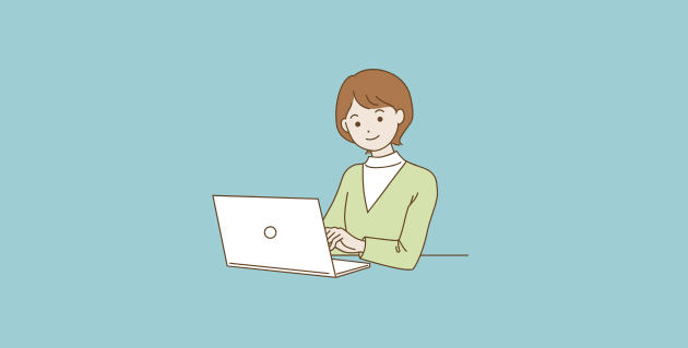 PC作業する女性のイラスト