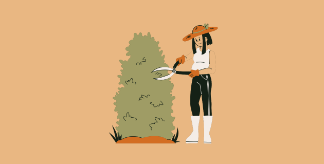 植物を育てる女性のイラスト